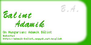 balint adamik business card